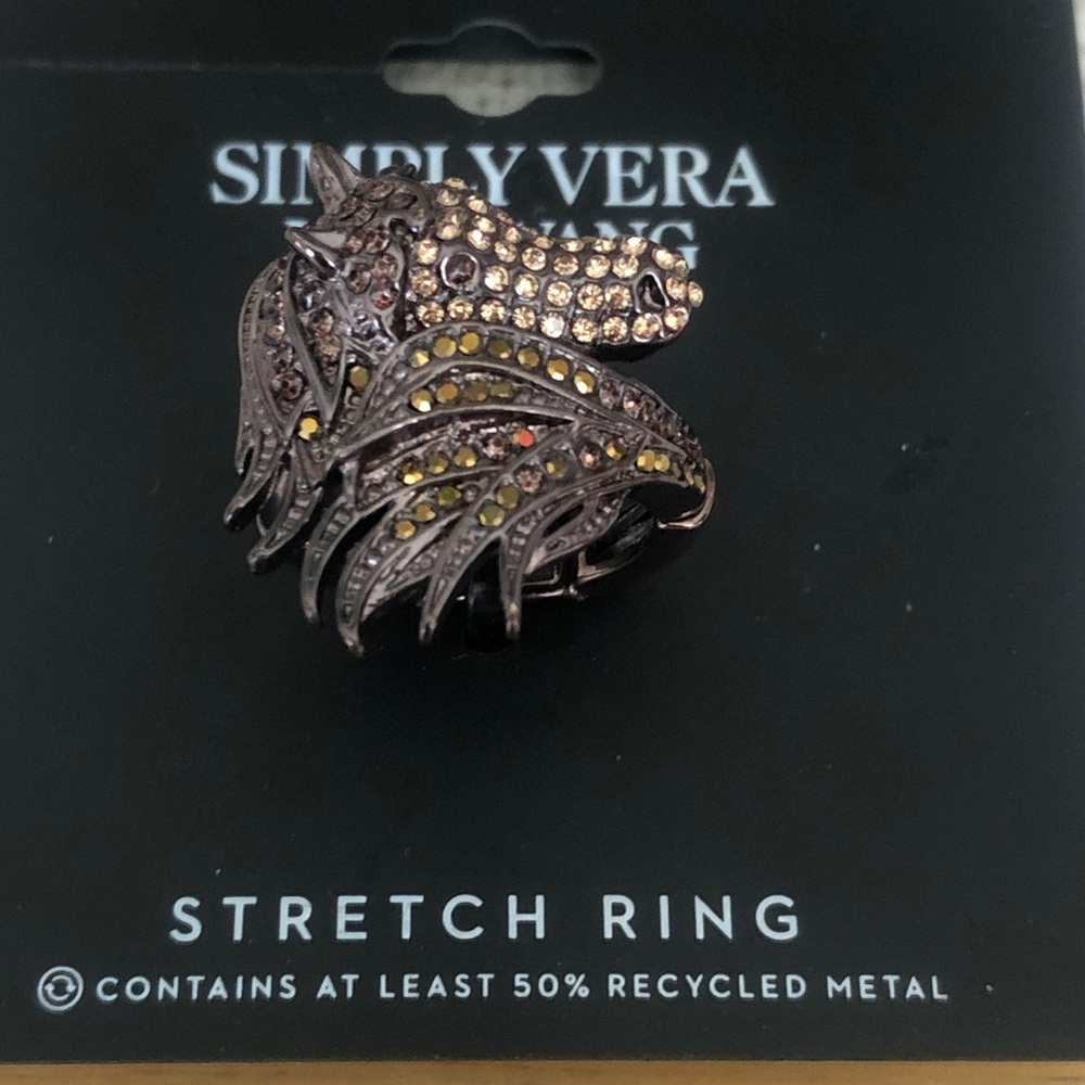 Simply Vera Vera Wang Bronze Horse Stretch Ring Multi Color Crystal Size 8 NWT
